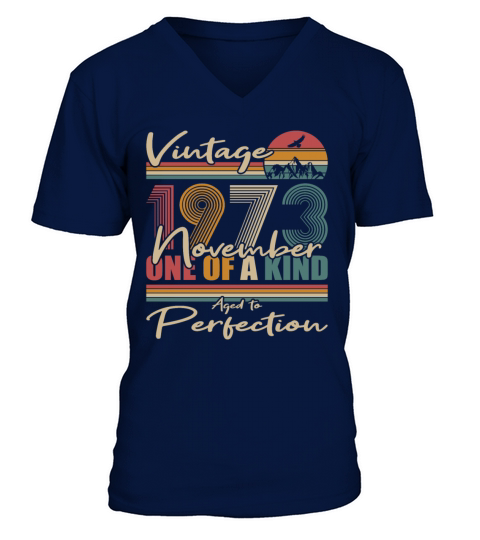 50th birthday november 1973 vintage 1973 V-Neck T-shirt