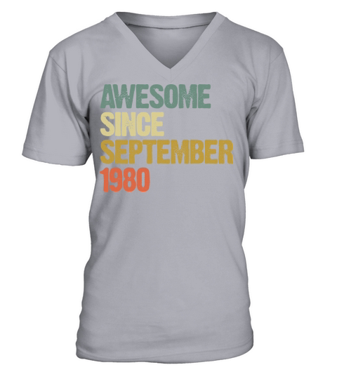 Awesome Since September 1980 Retro Vintage Gift V-Neck T-shirt