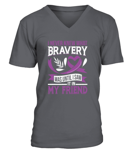 Bravery Epilepsy Purple Ribbon Epileptic Epilepsy V-Neck T-shirt