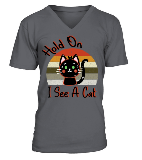 Hold On I See A Cat Vintage Cat Mom Kitten V-Neck T-shirt