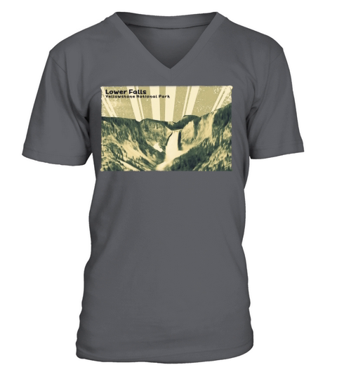 Retro Vintage Lower Falls of Yellowstone V-Neck T-shirt