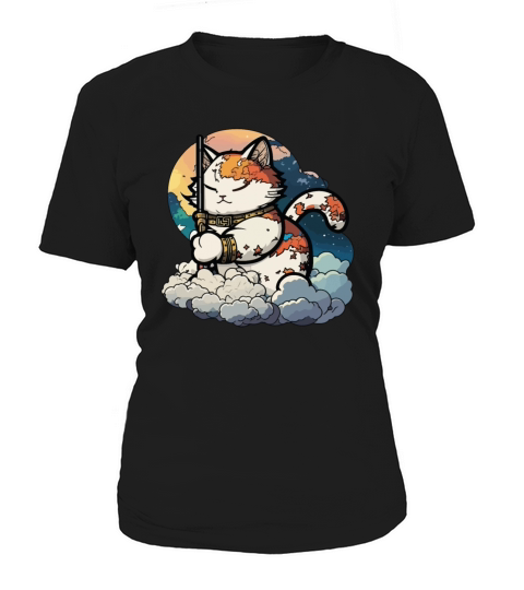 Samurai Cat Standing On The Clouds Vintage Women's T-Shirt