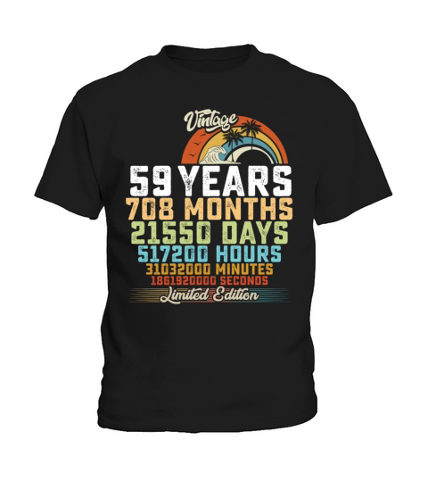 59th Birthday 59 Years Hours Month Vintage Kids T-Shirt