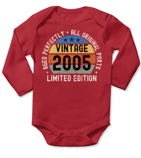 18th Birthday Vintage 2005 Long Sleeve Baby One-Piece