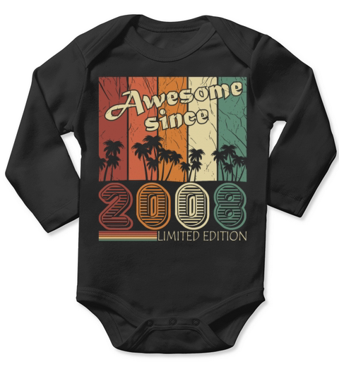 March 2008 vintage anniversary retro gift Long Sleeve Baby One-Piece