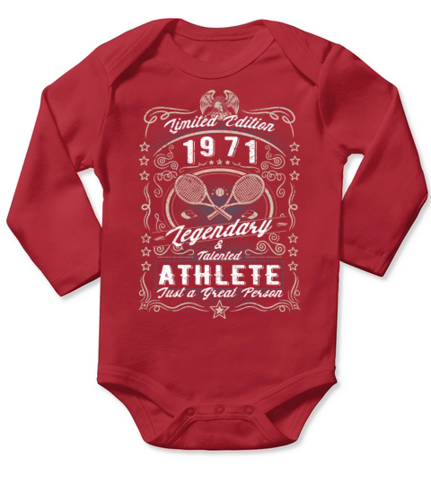 Vintage 1971 Tennis Birthday Gift Sport Hobby Long Sleeve Baby One-Piece