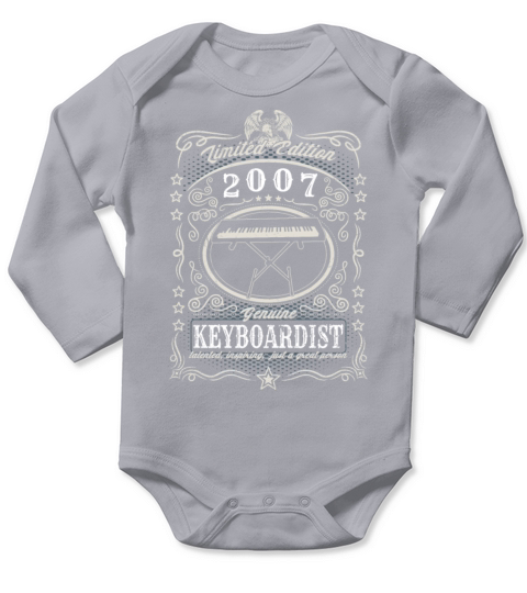 Vintage 2007 Keyboardist Birthday Gift Keyboard Long Sleeve Baby One-Piece