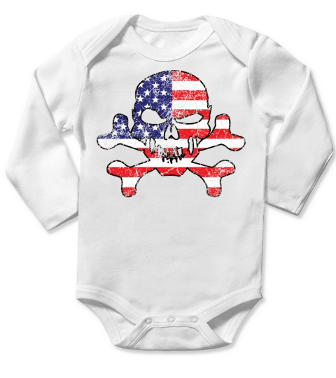 Vintage American Skull Long Sleeve Baby One-Piece