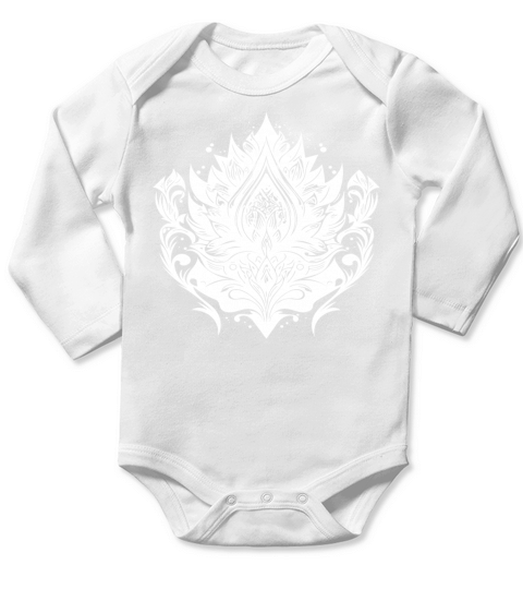 Vintage Lotus Flower Water Lily Tattoo Hobby Long Sleeve Baby One-Piece