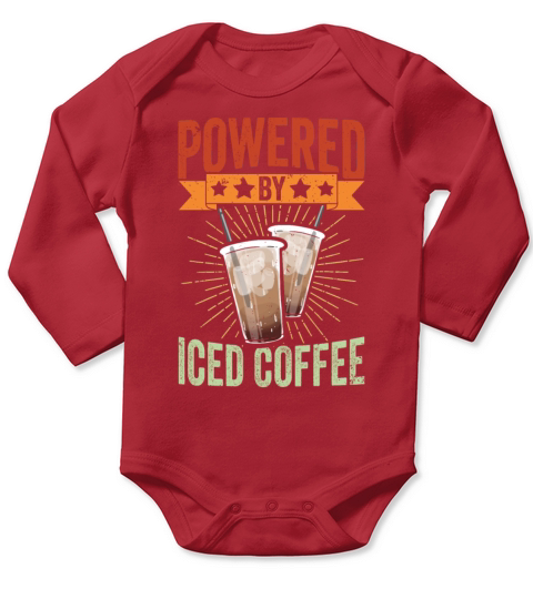 Vintage Powered By Iced Coffee Caffeine Lover Ice Long Sleeve Baby One-Piece