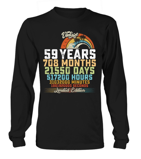 59th Birthday 59 Years Hours Month Vintage Long sleeved Unisex