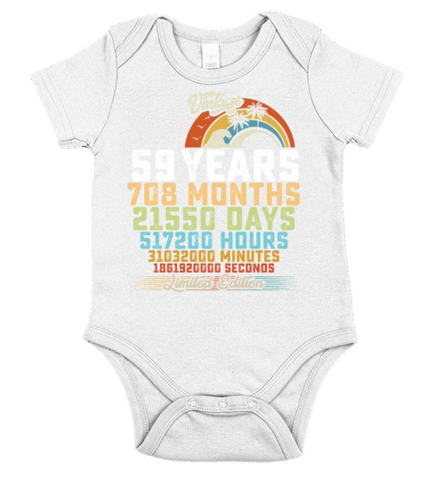59th Birthday 59 Years Hours Month Vintage Short Sleeve Baby One-Piece