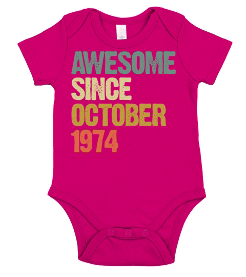 Awesome Since October 1974 Retro Vintage Gift Short Sleeve Baby One-Piece