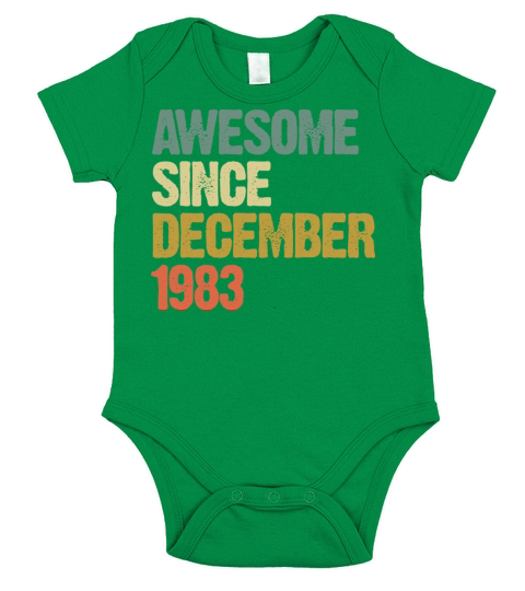 Groovy Awesome Since December 1983 Vintage Gift Short Sleeve Baby One-Piece