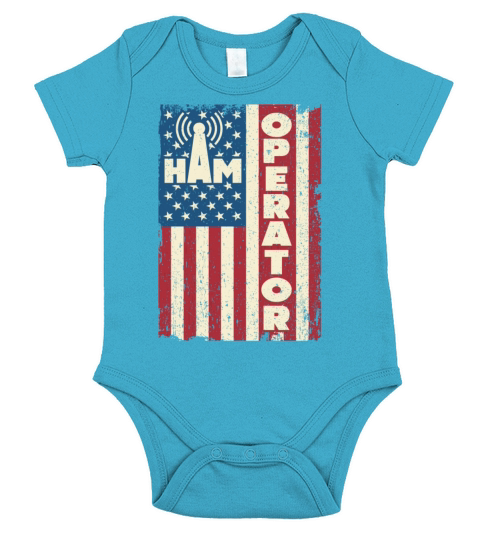Ham Operator US Flag Short Sleeve Baby One-Piece