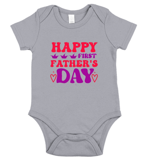 Happy First Fathers Day Short Sleeve Baby One-Piece