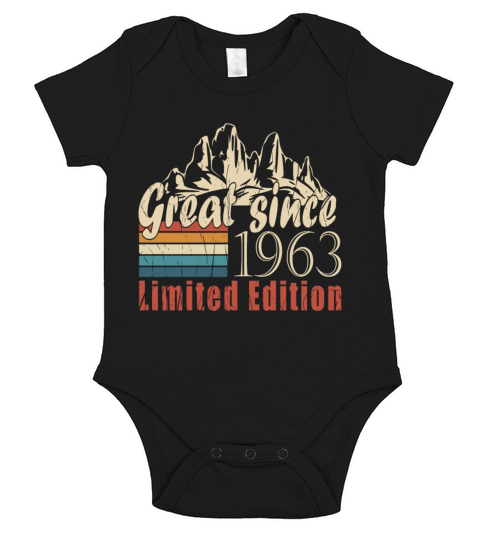 Vintage 1963 born retro birthday Short Sleeve Baby One-Piece