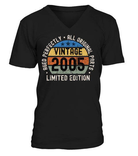 18th Birthday Vintage 2005 V-Neck T-shirt