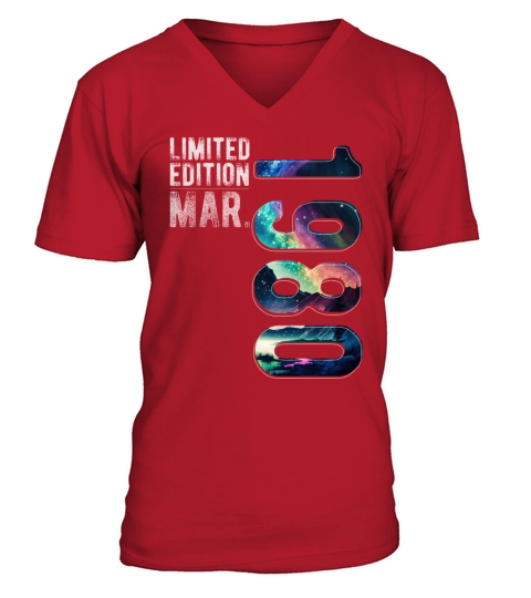 Limited Edition 1980 March Birthday Polar Lights V-Neck T-shirt