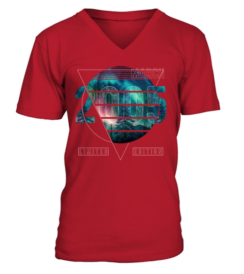 Limited Edition 2005 March Birthday Polar Lights V-Neck T-shirt