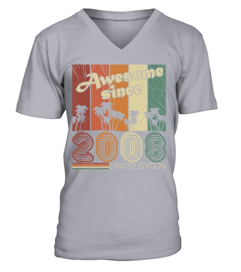 March 2008 vintage anniversary retro gift V-Neck T-shirt
