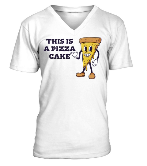 This is a pizza cake retro cartoon mascot V-Neck T-shirt