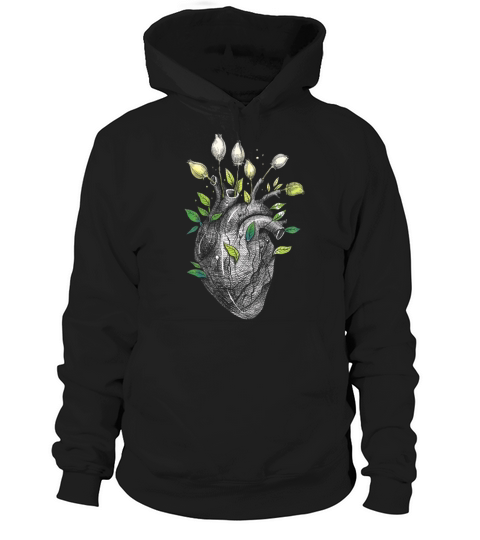 Anatomical Heart And Flowers Hoodie Unisex