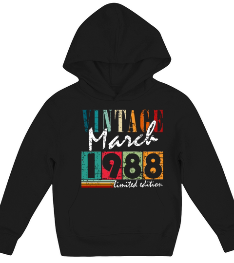 35th birthday man original march vintage 1988 Kids Hoodie