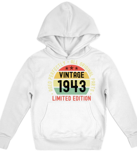 80th Birthday Vintage 1943 Kids Hoodie