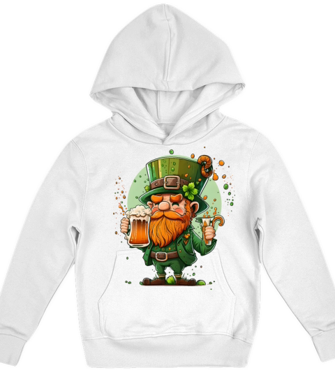 Leprechaun Drinks Beer Funny Lucky St Patricks Day Kids Hoodie