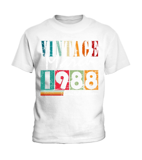 35th birthday man original march vintage 1988 Kids T-Shirt