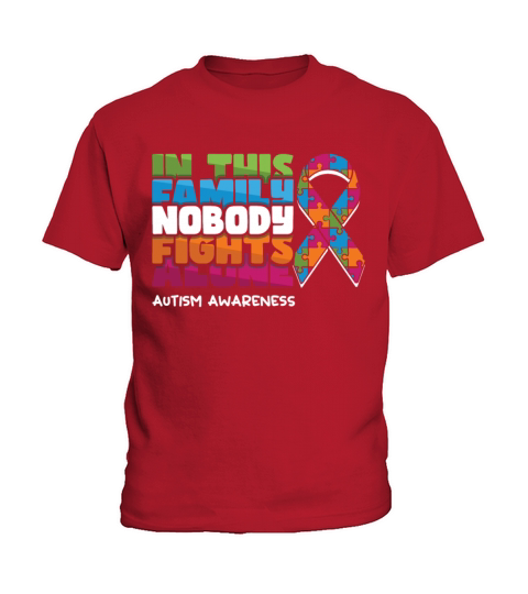 Family Nobody Alone Blue Puzzle Autism Awareness Kids T-Shirt