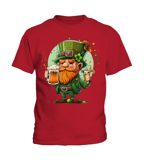 Leprechaun Drinks Beer Funny Lucky St Patricks Day Kids T-Shirt