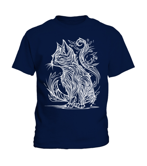 Tattoo Lines Tribal Style Vintage Cat Kids T-Shirt