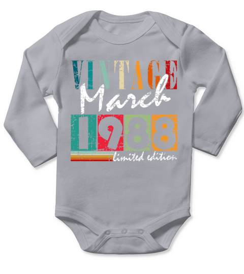 35th birthday man original march vintage 1988 Long Sleeve Baby One-Piece