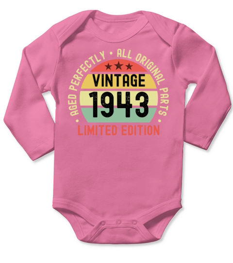 80th Birthday Vintage 1943 Long Sleeve Baby One-Piece
