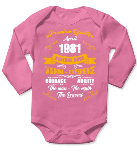 April 1981 Vintage Birthday Present Long Sleeve Baby One-Piece