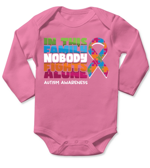Family Nobody Alone Blue Puzzle Autism Awareness Long Sleeve Baby One-Piece