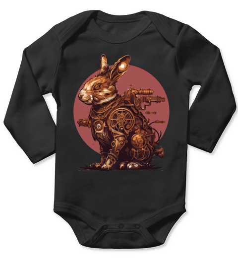 Steampunk Rabbit Vintage Bunny Machine Mechanical Long Sleeve Baby One-Piece