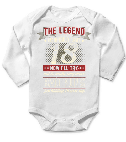 The Legend Officially 18 Years Old 18th Birthday Long Sleeve Baby One-Piece