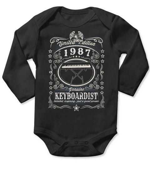 Vintage 1987 Keyboardist Birthday Gift Keyboard Long Sleeve Baby One-Piece