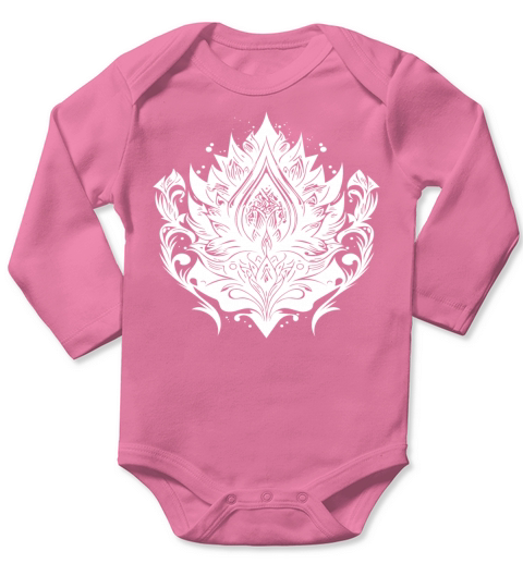 Vintage Lotus Flower Water Lily Tattoo Hobby Long Sleeve Baby One-Piece