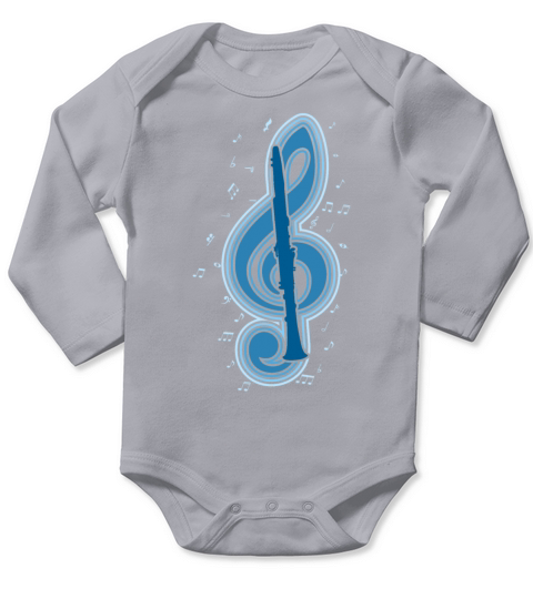 Vintage Musical Note Clarinet Player Music Long Sleeve Baby One-Piece