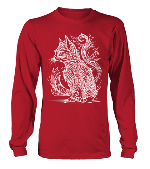 Tattoo Lines Tribal Style Vintage Cat Long sleeved Unisex