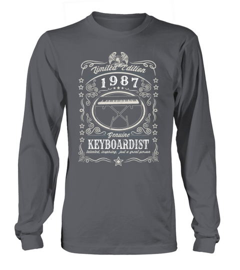 Vintage 1987 Keyboardist Birthday Gift Keyboard Long sleeved Unisex