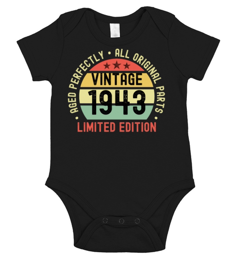80th Birthday Vintage 1943 Short Sleeve Baby One-Piece