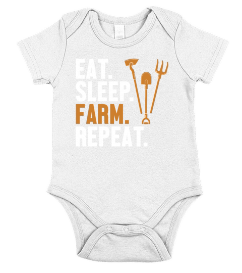 Eat Sleep Farm Repeat Rancher Agribusiness Farmer Short Sleeve Baby One-Piece