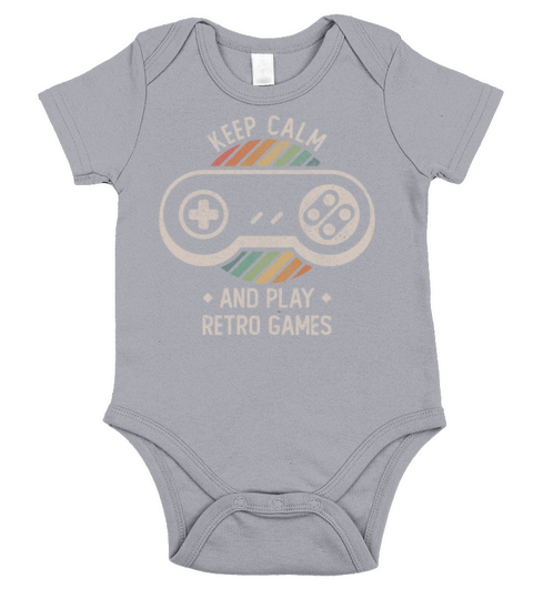 Retro Gaming Keep Calm Spruch Games Nerd Geek Short Sleeve Baby One-Piece