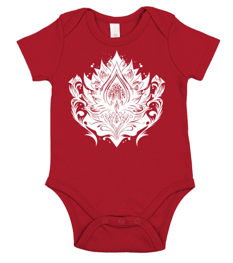 Vintage Lotus Flower Water Lily Tattoo Hobby Short Sleeve Baby One-Piece