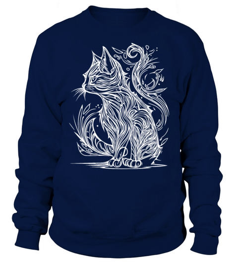 Tattoo Lines Tribal Style Vintage Cat Sweatshirt Unisex